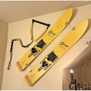 Vintage Cypress Gardens 46" Wooden  Water Skis w/ Rope: Lake Sea  Nautical Decor